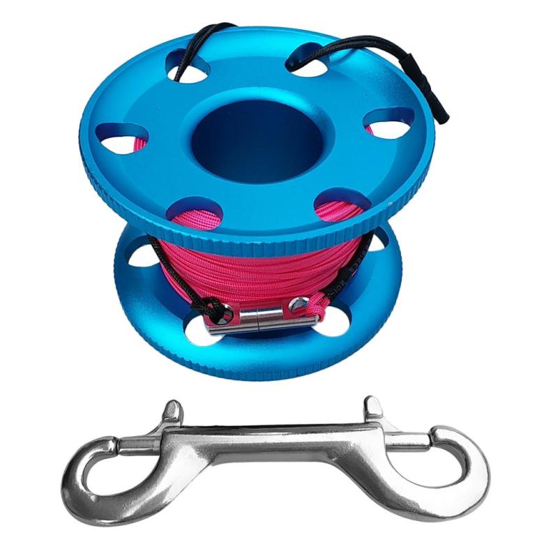 ダイビング ガースプールリール ナイロンライン ダブルエンドボルトスナップ 全5色3サイズ