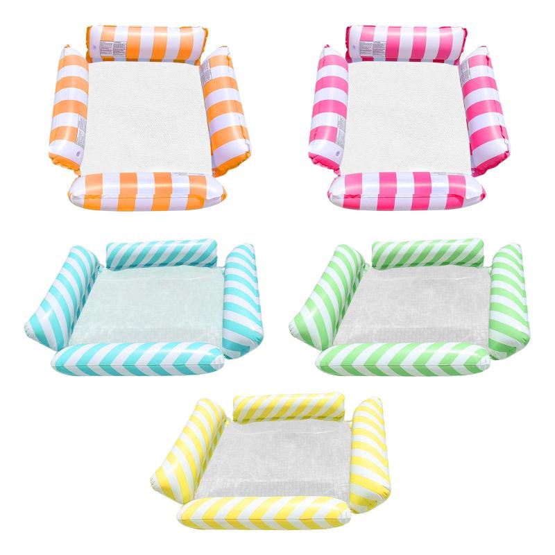 プールフロートハンモックチェア.ストライプパターン大人用ウォーターフローティングチェア.プールパーティー夏の水おもちゃ用インフレータブルプールフロートラウンジチ...