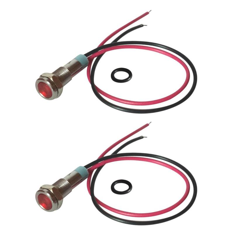2x 6mm12V信号電源LED金属インジケーターライトランプ配線済み