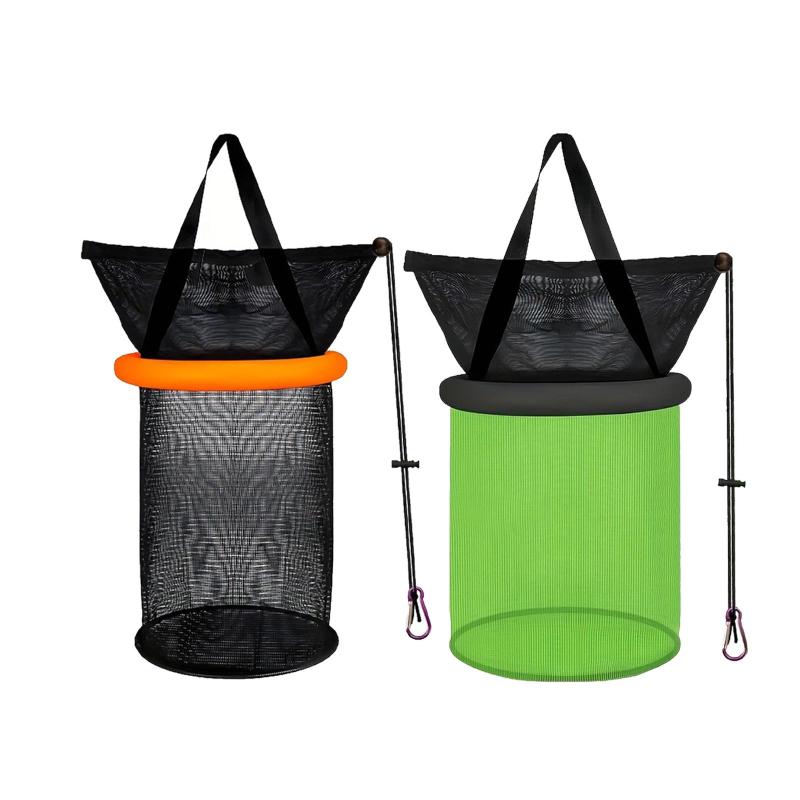 フロート釣りバスケット餌バケツ軽量耐摩耗性多目的折りたたみ収納ケージ魚バスケット生きた獲物用