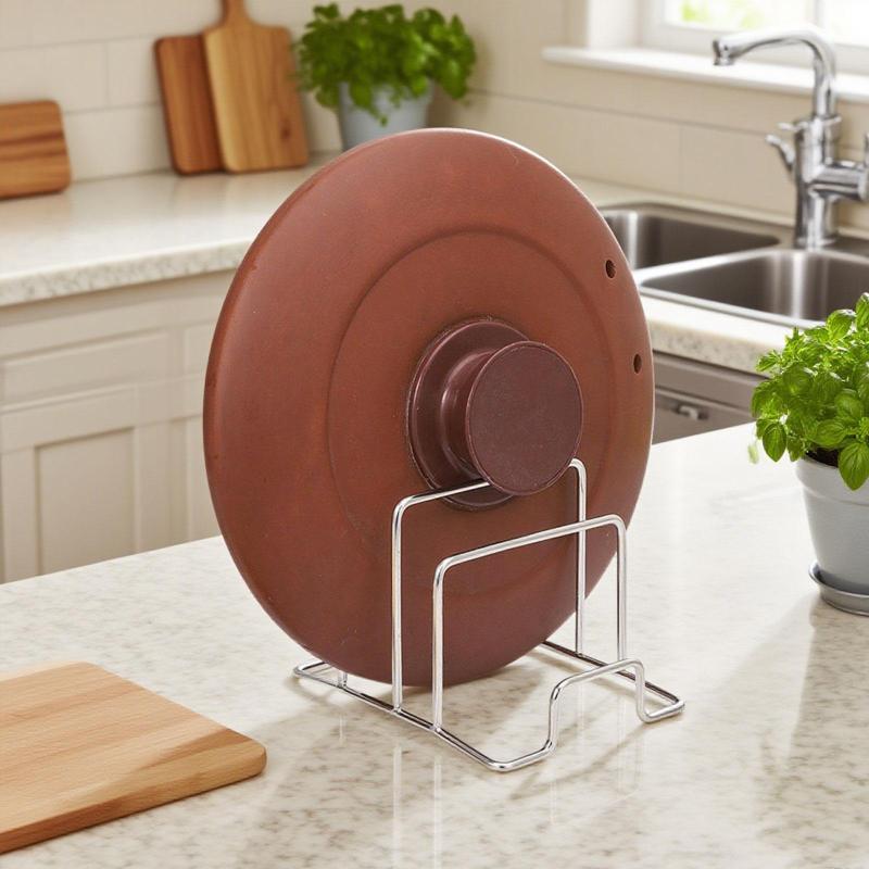 キッチン収納スタンド コンパクト まな板ホルダー 4連 鍋蓋スタンド ステンレス製 整理ラック 取り出し..