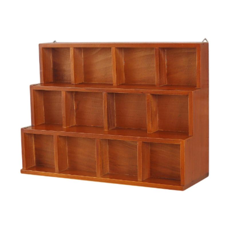 壁に取り付けられたティーポットディスプレイスタンドストレージラックコンパートメント木製ティーカップ