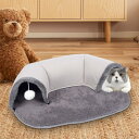 2 イン 1 猫トンネルベッドぬいぐるみ 子猫子犬ペットの巣用 ボールエクササイズ付き