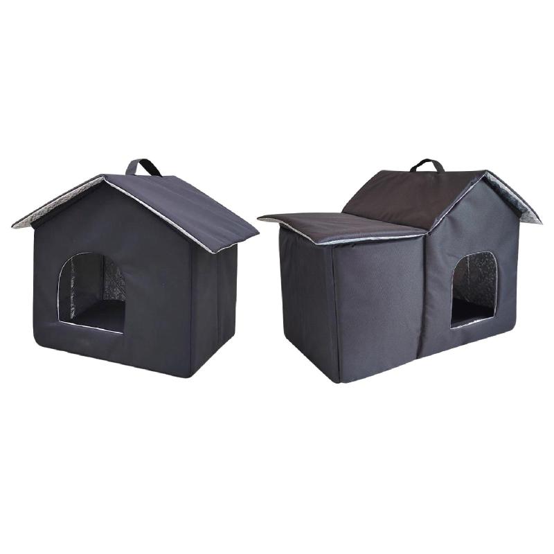 屋外用野良猫ハウス 冬用シェルター 耐候 子猫テント ペット洞窟ベッド 暖かい巣 庭 四季兼 子猫中庭