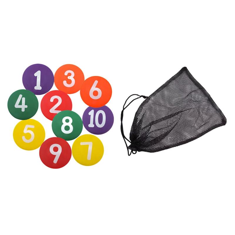 10個番号付きフロアスポットマーカートレーニングマークパッド非スリップ練習機器コートフロアアクティビティのランドマークマット