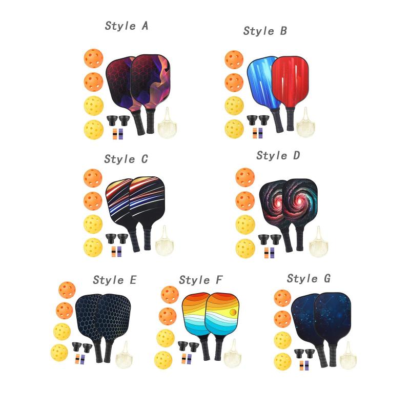 ピックルボールラケット 人間工学に基づいたグリップ ファイバーグラス表面 ピックルボールラケット ラケット2本.ボール4個.バッグ付き 初心者にもプロにも