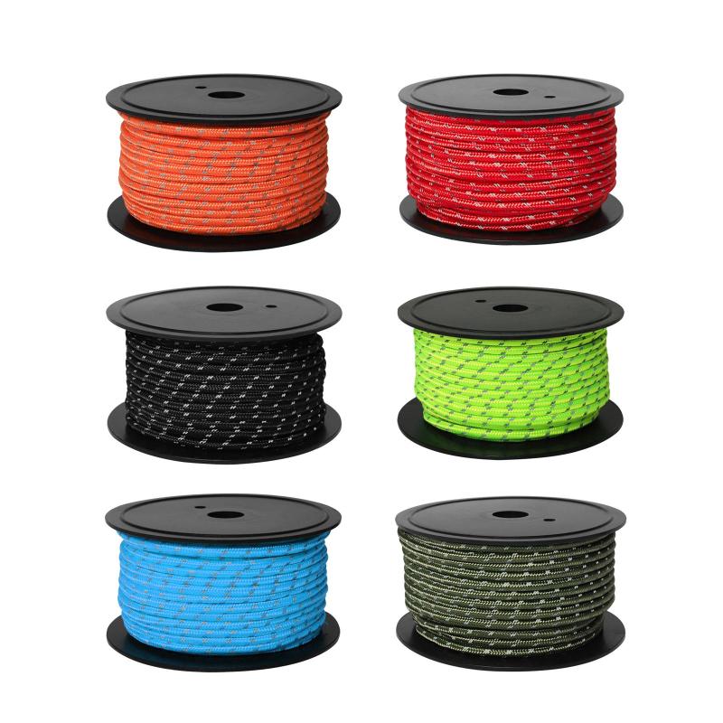 30M 6mmの反射テント ロープのガイライン.物干しロープの牽引ラインの高い抗張強さ
