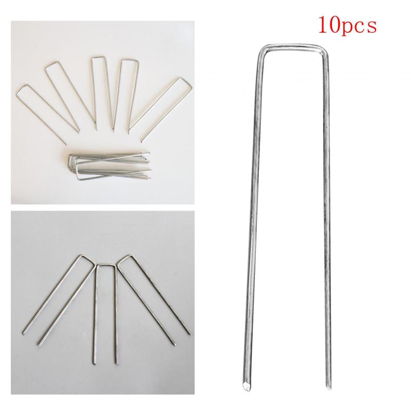 10本ガーデンステークス亜鉛メッキU字型高耐久ガーデンネイルテントステークス景観ステープル芝生芝バックパッキング用