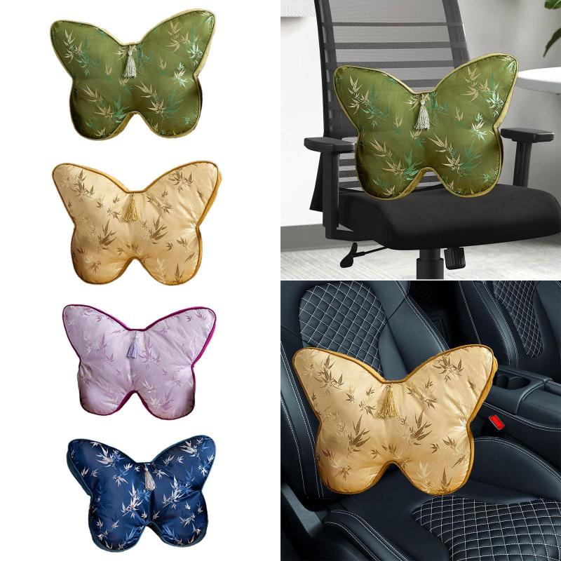 中国風蝶のクッション.シートクッションパッド.静電気防止ぬいぐるみ枕.葉っぱ飾り.ソファ.寮.読書.車用