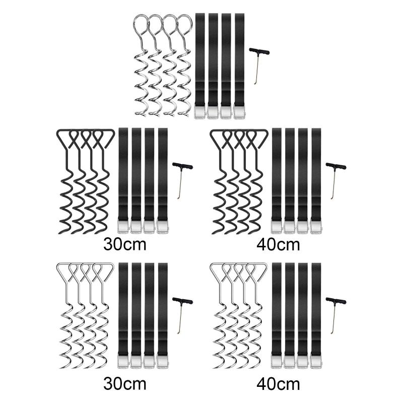 4xアンカーウィンドステークスハイウィンドタイダウンキット(Tフック付き)