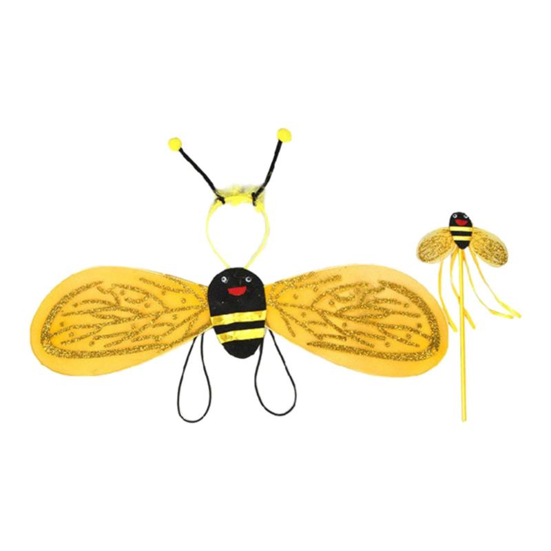 子供ミツバチコスチュームキッズガールズハロウィンコスプレ蜂ドレスアップ衣装蜂の羽ヘッドバンドカーニバルごっこ遊びパーティー用