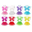 妖精コスチューム 女の子用 妖精の羽 アパレル エンジェルコスチューム 幼児チュチュスカート 4ピース/セット バタフライコスチューム マスカレード 誕生日パー...