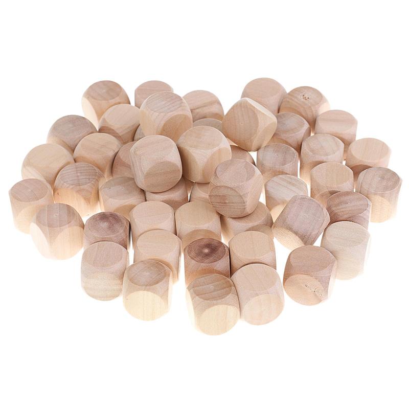 D&DMTGボードゲームの小道具のための50個の木製ブランク6面サイコロDIY , 50個20mm