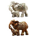 象の家族の彫像 スタンディング置物 樹脂工芸品 8x4x6インチ 棚装飾 マントルピース.本棚.カフェ用 繊細