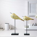 屋内寝室テレビキャビネット用木製鳥像デスクトップ装飾品2個|詳細画像