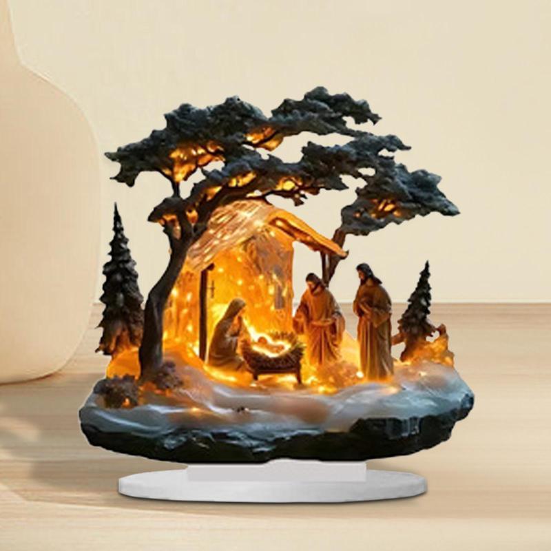 イエス誕生の置物 クリスマス像コレクション 卓上飾り アクリル彫刻 屋内廊下 リビングルーム キャビネット用
