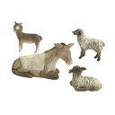 動物の置物 4体 動物のキリスト降誕セット ロバ 馬 羊 彫刻 手描き パーティー用フィギュア