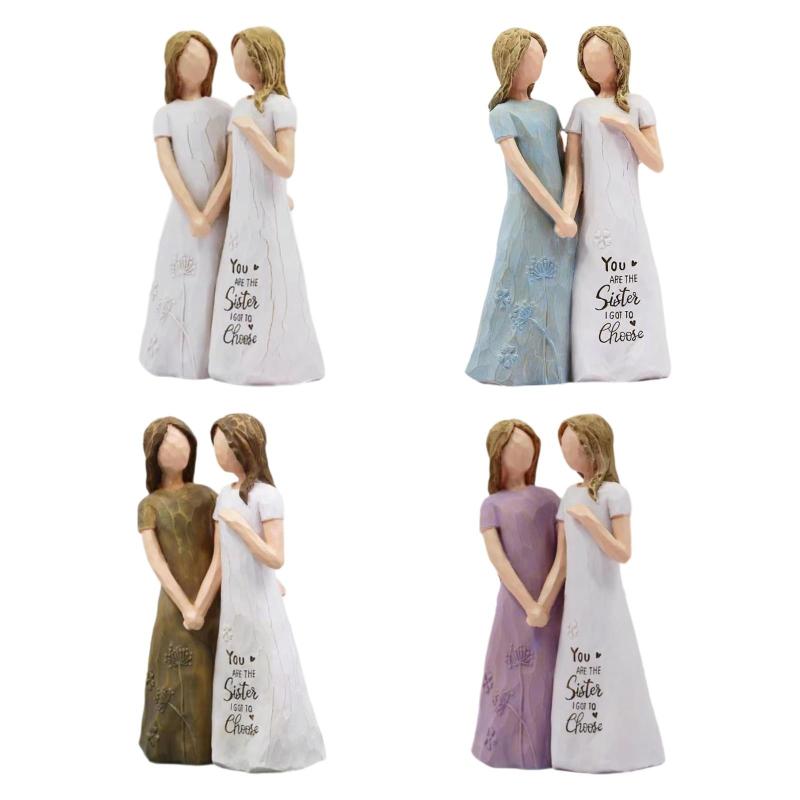 女の子の友情の彫像の置物デスクトップフィギュアギフトデコレーション永遠の親友クリスマス女性用ダイニングルームキャビネット