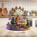バレンタインデーデスクトップ彫像クリスマスフェリスホイールフィギュアクリスマスシーン2dアクリル飾りのための新しい年の家の装飾