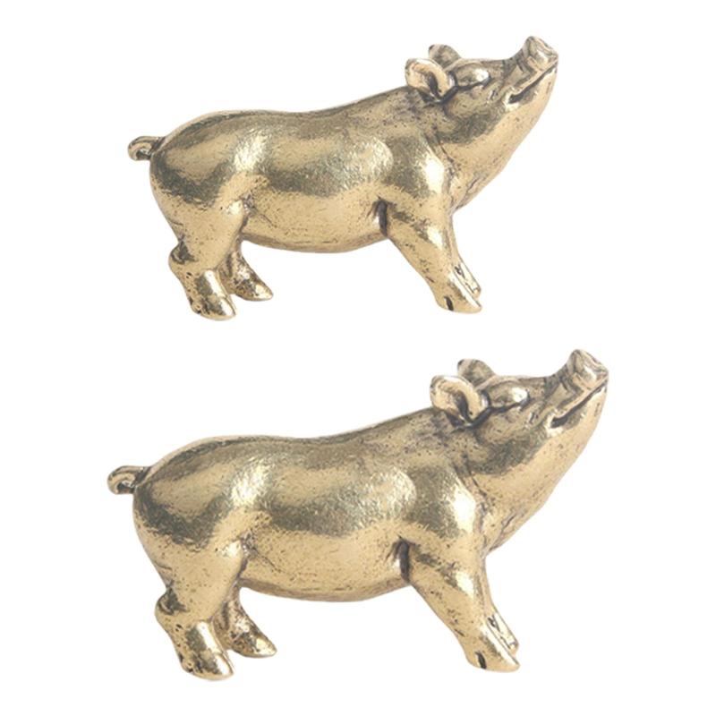 真鍮ミニ豚の彫刻お土産風水オーナメント素敵なカンフーティーペットミニチュアサイドテーブルコレクションアクセサリー用