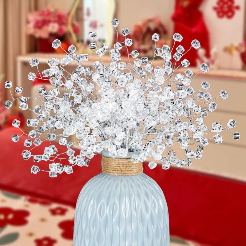 50個の結婚式の装飾用アクリルビーズの枝を人工花束