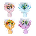 かぎ針編みの花のブーケ手作りニット花ロマンチックな装飾かぎ針編みのブーケ造花感謝祭教師の日の小道具