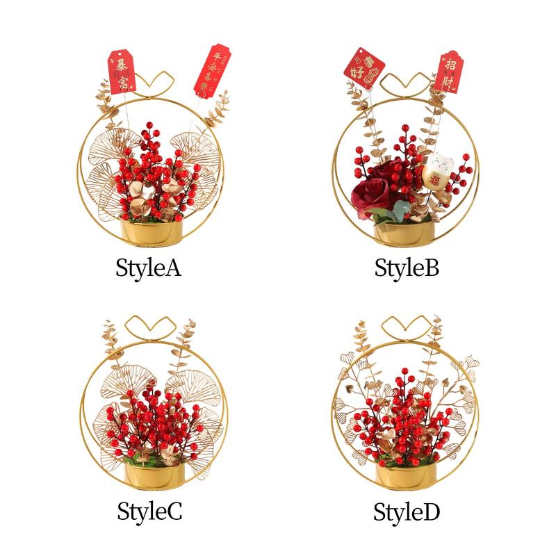 中国風フラワーバスケット飾り.写真小道具フェスティバルテーブルセンターピース新年結婚式屋内感謝祭..