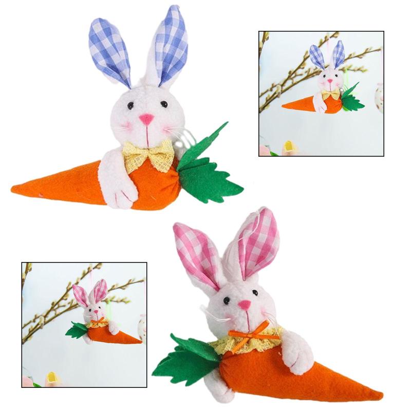 イースターバニーを保持してにんじん人形ホリデーペンダントクラフトパーティー小道