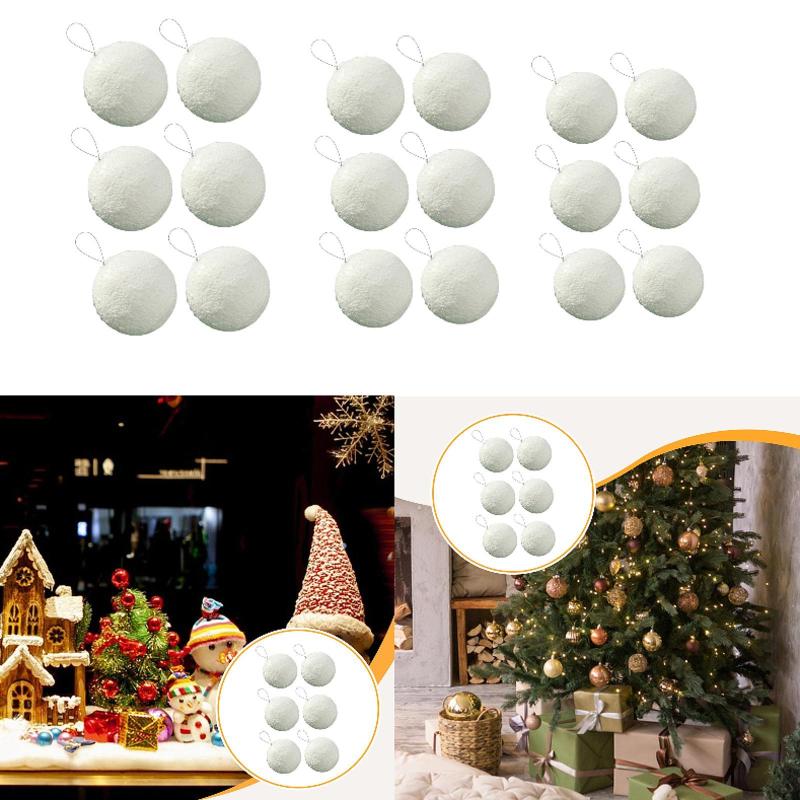 6 個 クリスマスボールデコレーション フォームスノーボール 吊り下げ クリスマスツリーオーナメント 婚約パーティー用品 ホームウェディング