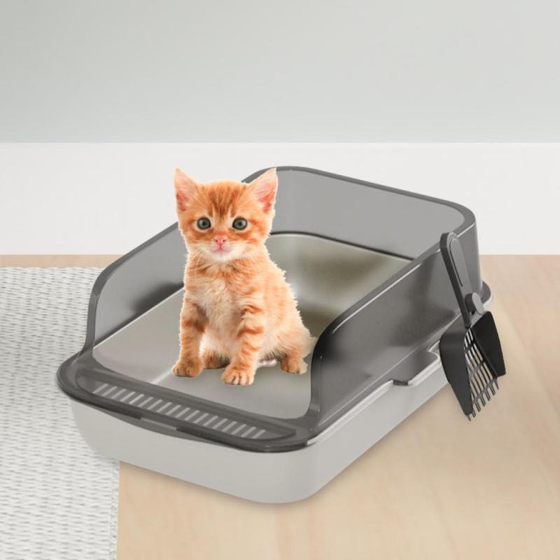 オープントップペット用トイレボックス ふるい式トイレボウル 猫用トイレ 室内猫用 ポータブルペット用..