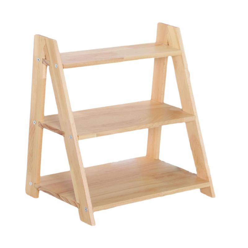 バスルームキャビネット人形コレクション用木製ディスプレイライザースタンド3段
