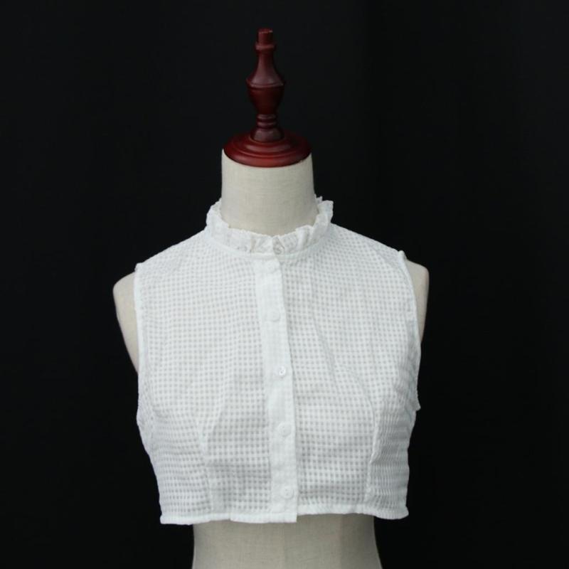 取り外し可能なディッキーカラフルブラウスハーフシャツフォールカラーピーターパンMホワイト