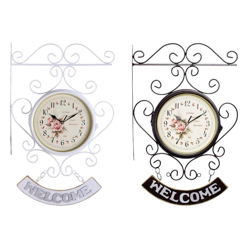 ヨーロッパ両面壁時計クリエイティブクラシック鉄金属静音時計廊下寝室キッチン家の壁の装飾のための装飾