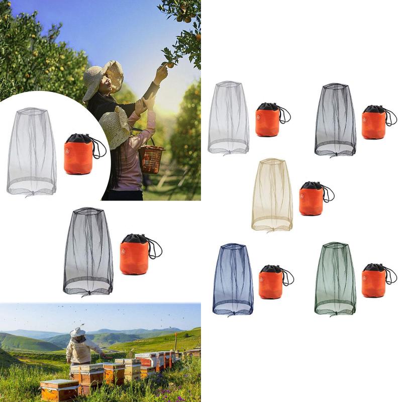 キャリーバッグ付きヘッドプロテクトネット フェイスメッシュネット 釣り 登山 ウォーキング キャンプ用