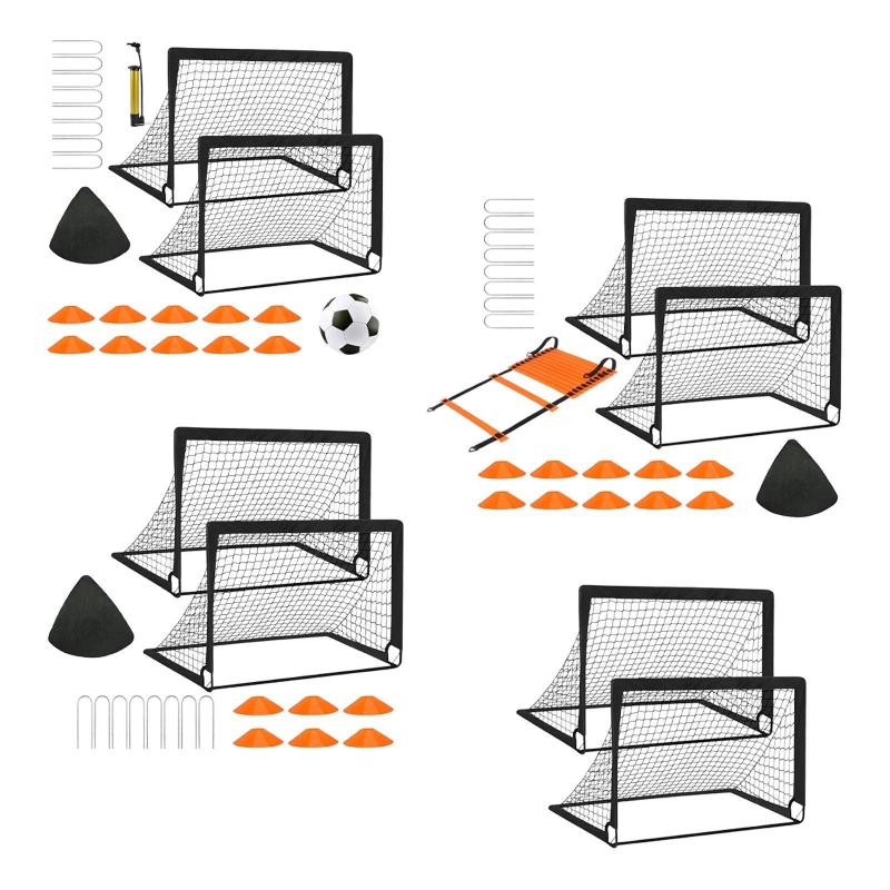 裏庭用サッカーゴール 折りたたみ式ゴールネット 簡単に設置できるミニネットとボールトレーニング器具 芝生ジム 家族 友人 大人用