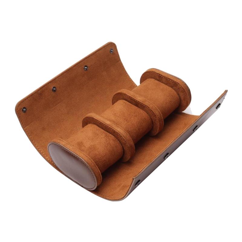 男性用ウォッチトラベルケース ポータブルウォッチロールオーガナイザーボックス 取り外し可能なベルベ..