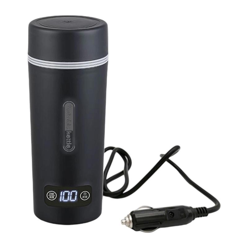 電気自動車用ケトル 温水ボイラー 温水450ml 実用的なLCDディスプレイボトル 車加熱カップ キャンプ ギ..