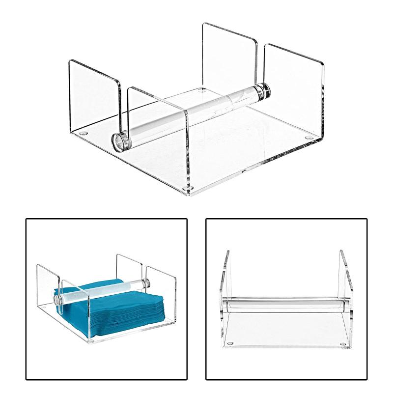 クリア長方形リムーバブルモダンアクリルゲストタオルナプキンホルダー収納トレイ
