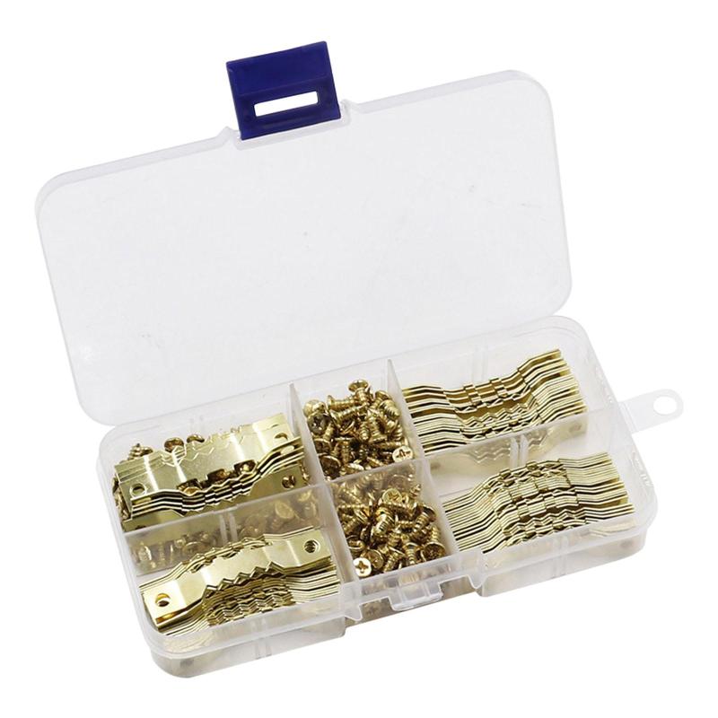 100個両面鋸歯状写真ハンガーキットフックネジ付き45mm