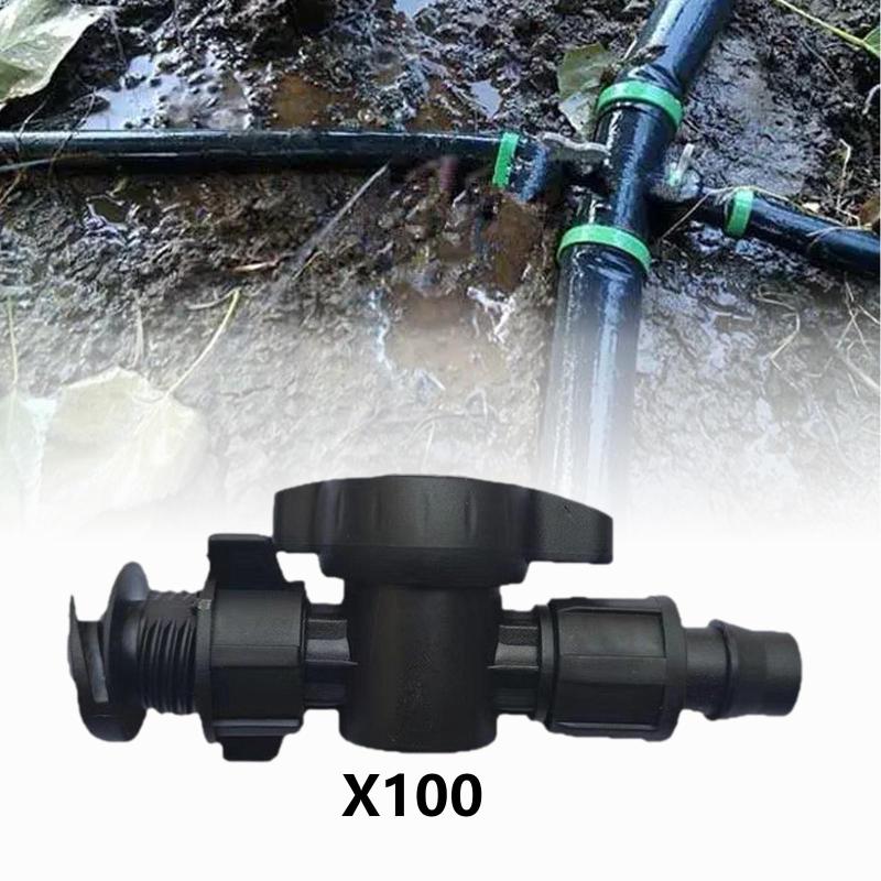 100個 点滴灌漑チューブ カップリング継手 自動灌漑アクセサリー 取り付け簡単 多用途アダプターバルブ