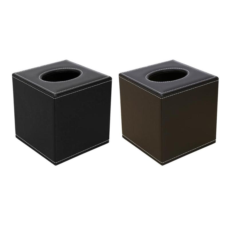正方形のカウンタートップのティッシュボックスホルダー紙ナプキンボックスカバーPUレザー