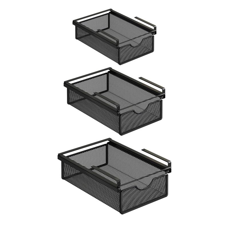 スライド式棚下収納.キャビネットオーガナイザー引き出し式棚下バスケット.調味料ボトル用.寝室.バスル..