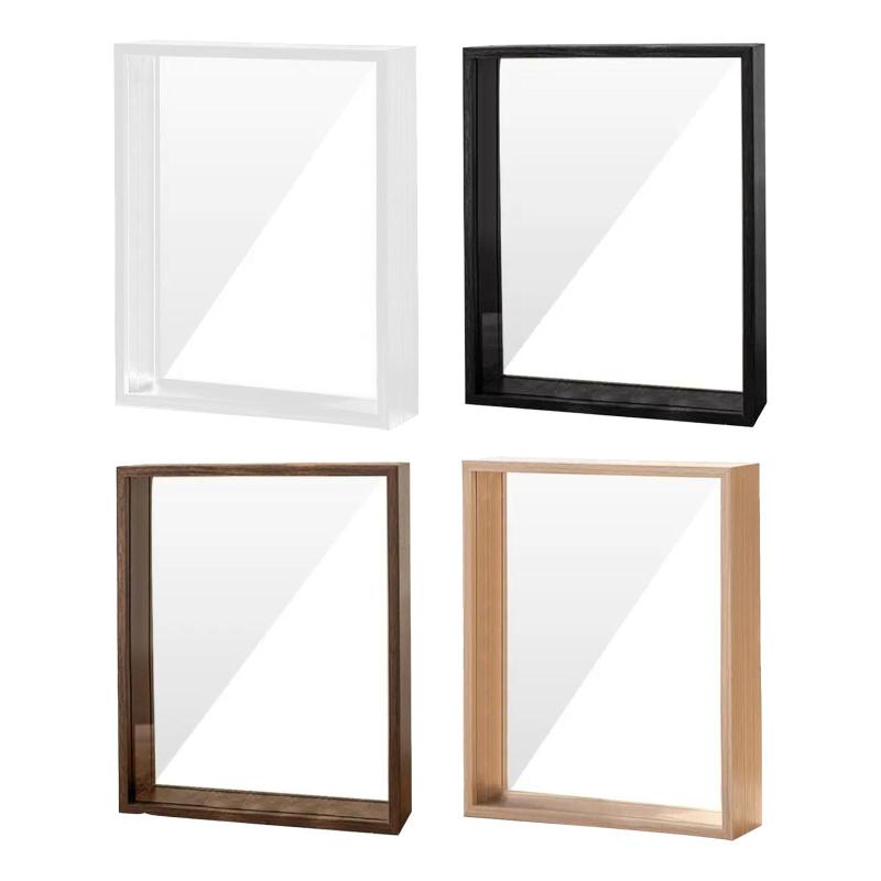 ドライフラワーフォトフレーム.シャドーボックスフレーム.植物記念品記念品チケット用両面シャドーボックス