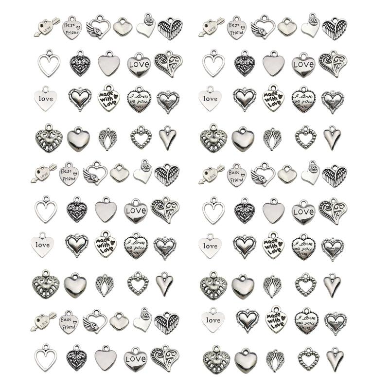 100 個バレンタインデーハートチャームハートラブペンダントクラフト用品ヴィンテージチャーム結婚式バレンタインデーパーティー妻