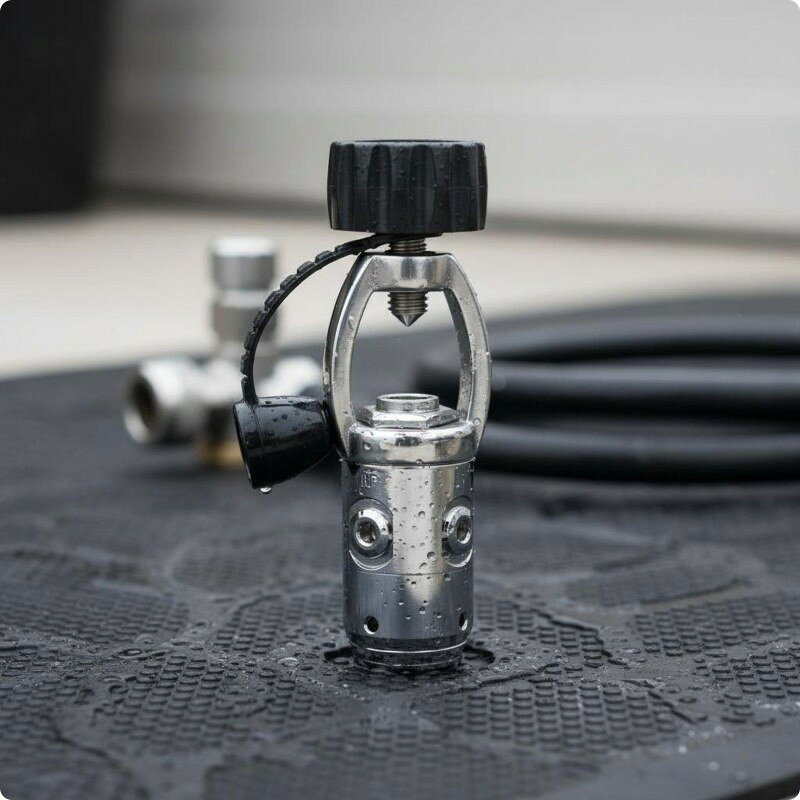 スキューバファーストステージレギュレーター.安定空気ファーストステージレギュレーター.金属製ボディ.減圧コンポーネント