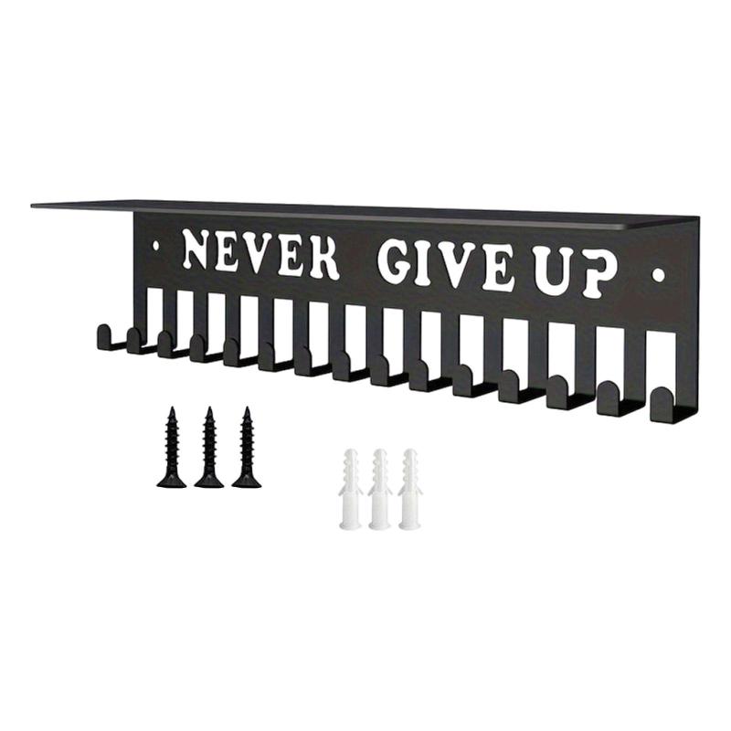 メダルハンガー メダルホルダー Never Give Up マウント 頑丈なトロフィー棚 メダル収納ラック ランニング 野球 レース ソフトボール用