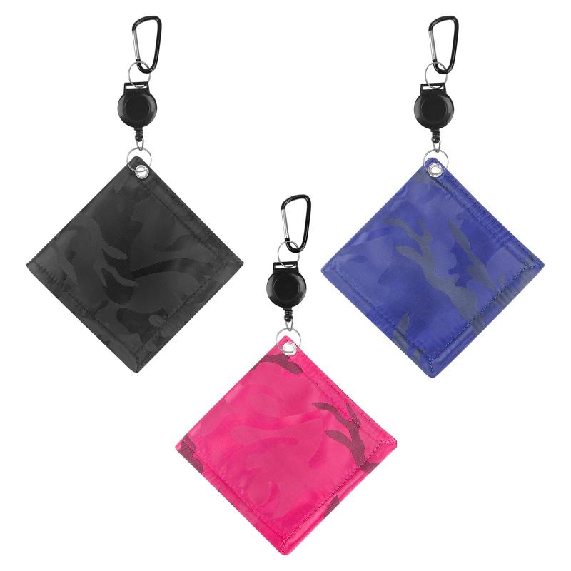 ゴルフボールクリーニングタオル.ワイピングクロス.ポータブル防水.キーホルダーバックル付き.ゴルフボ..