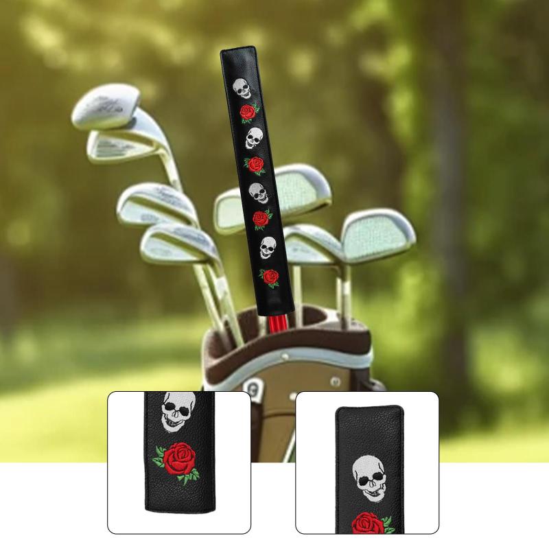 ゴルフアライメントスティックカバー 刺繍入り 1-3本収納可能 PUレザープロテクター