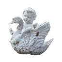 白鳥に乗る天使の庭の彫像装飾置物アートクラフト屋外彫像彫刻庭パティオ新築祝いギフト