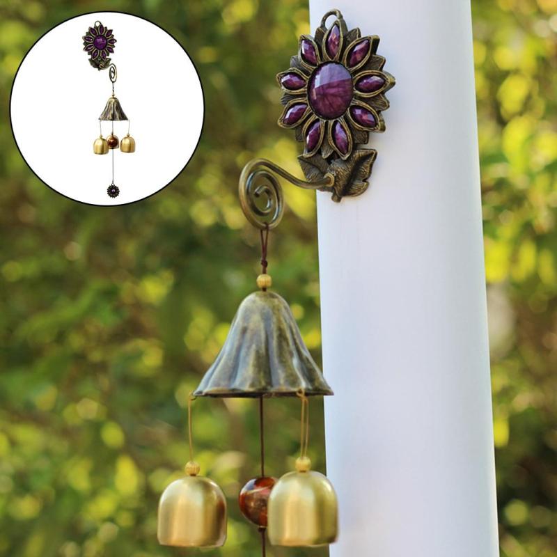 クリスタルヒマワリウィンドチャイムガーデンオーナメントブラスベルウィンドチャイムパープル